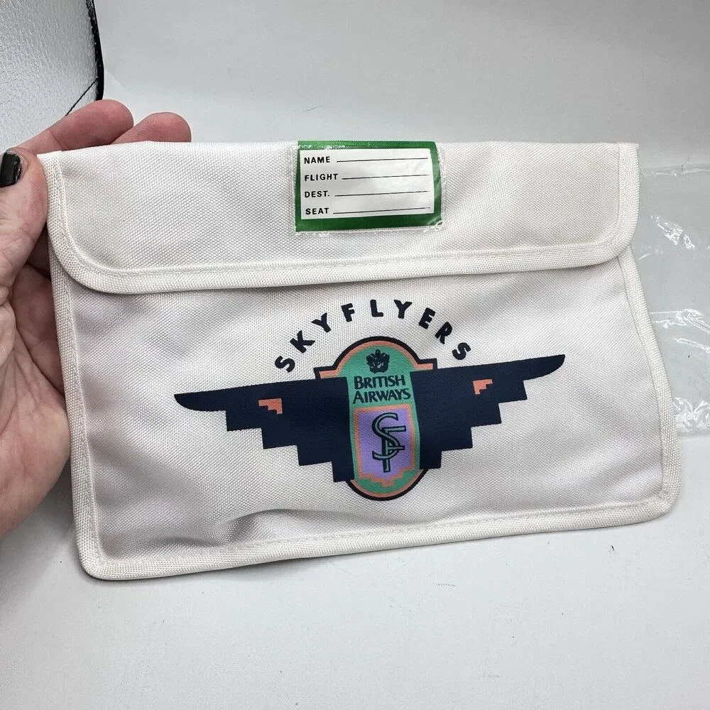 NEW VINTAGE British Airways Sky Flyers children's Bag amenity kit Bag Deadstock